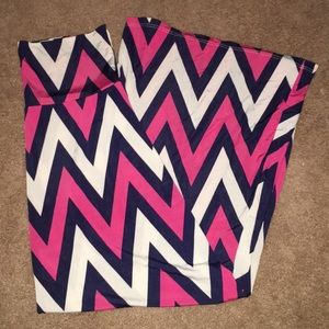 Navy white and pink chevron maxi skirt